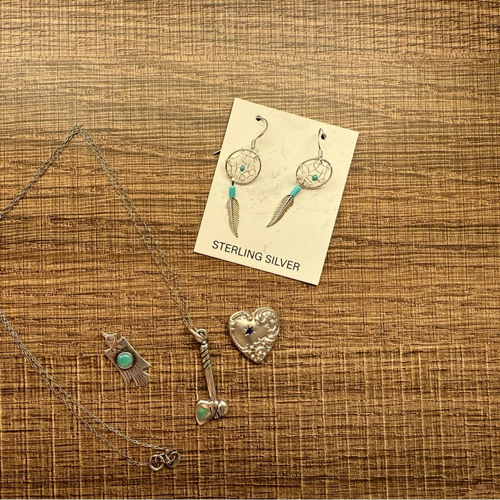 Sterling Silver Dreamcatcher Earrings and Necklace Set
